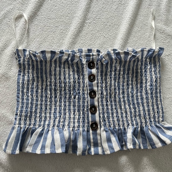 Shein blue striped strapless top - Picture 1 of 3